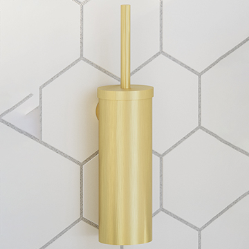 Smedbo Home Wall Mounted Brushed Brass Toilet Brush and Holder