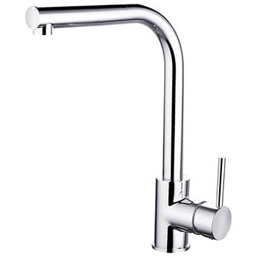 Nuie Rayna Chrome Kitchen Sink Mixer Tap with L-Shaped Spout - Stick Handle