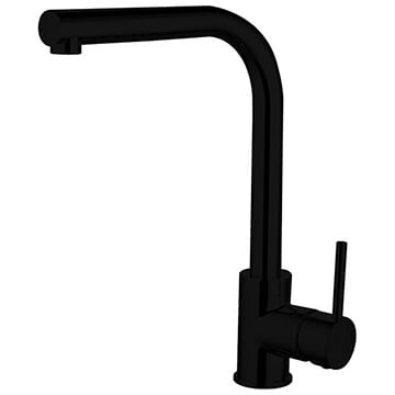 Nuie Rayna Black Kitchen Sink Mixer Tap with L-Shaped Spout - Stick Handle