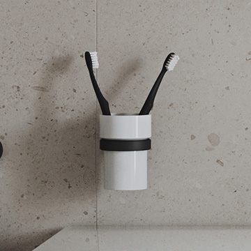 Smedbo Home Porcelain Tumbler with Black Holder