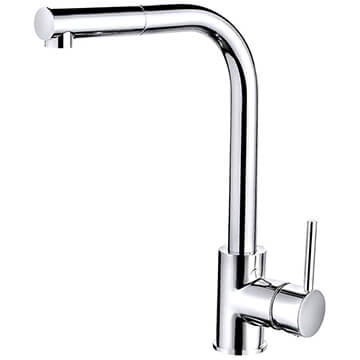 Nuie Zansar Contemporary Pull-Out Kitchen Sink Mixer Tap with L-Shaped Spout - Stick Handle