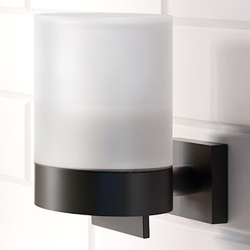 Smedbo House Wall Mounted Holder with Frosted Glass Soap Dispenser