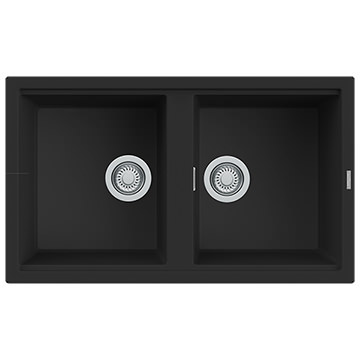 Reginox Best-20 Black Granite Inset Kitchen Sink with Waste 860 x 510mm - 2 Bowl