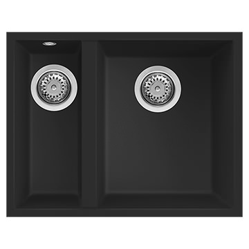 Reginox Quadra-325 Black Granite Undermount Kitchen Sink 560 x 440mm - 1.5 Bowl