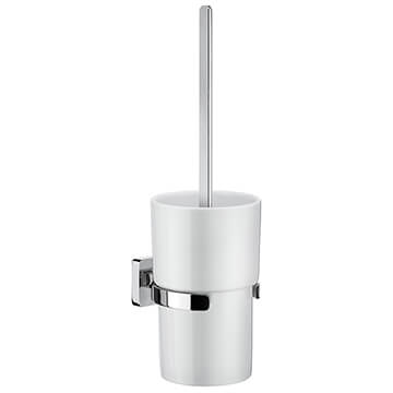 Smedbo Ice Wall Mounted Toilet Brush With Porcelain Container - Image