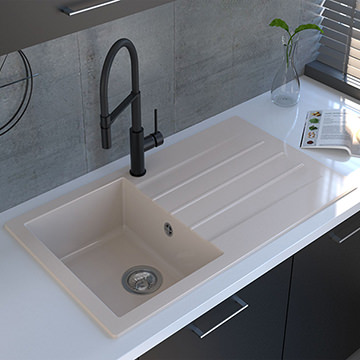 Reginox Valence-10 Caffe Silvery Granite Inset Kitchen Sink 860 x 500mm - 1 Bowl