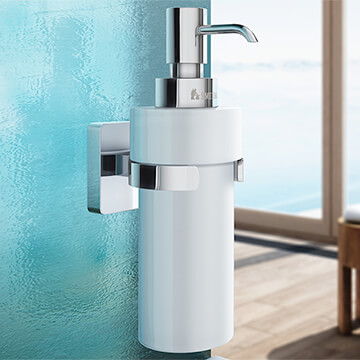 Smedbo Ice Polished Chrome Holder With Porcelain Soap Dispenser