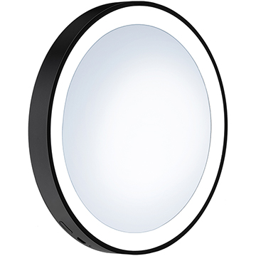 Smedbo Outline Lite LED Matt Black Cosmetic Mirror with Suction Cups - 120 x 120mm