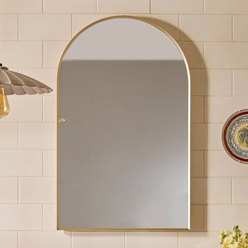 Tavistock Verge Brushed Brass Non-Illuminated Arc Mirror - Aluminium Frame - 500 x 800mm