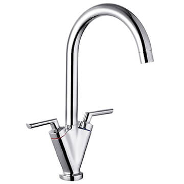 Nuie Sutna Chrome Mono Kitchen Sink Mixer Tap with Swan Neck Spout - Stick Handles