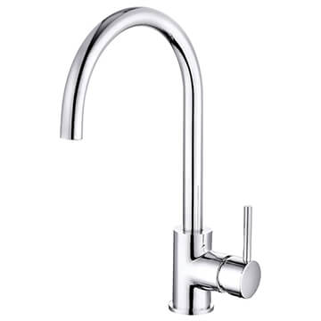 Nuie Anaya Chrome Mono Kitchen Sink Mixer Tap with Curved Spout - Stick Handle