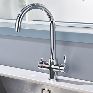 Reginox Attenzi 3-in-1 Instant Hot Water Chrome Kitchen Tap with Filter - Swivel Spout