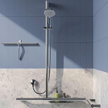 Smedbo Living Concept Chrome Shower Bar with Handshower Holder