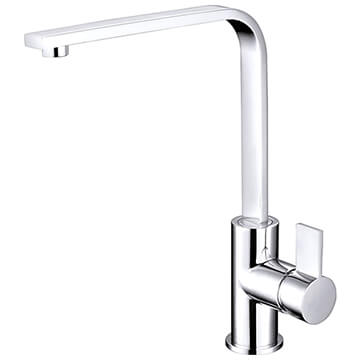 Nuie Serif Chrome Mono Kitchen Sink Mixer Tap with L-Shaped Spout - Flat Handle