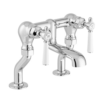 Vado Axbridge Traditional Bridge Bath Filler Tap - Ceramic Handles - Deck Mounted