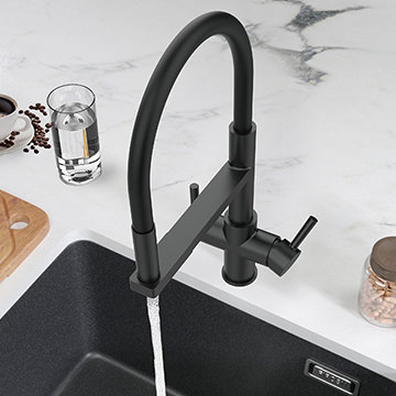 Reginox Aquabezi Matt Black 4-in-1 Instant Hot Water Kitchen Tap with Filter