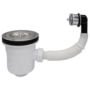 Nuie Contemporary Stainless Steel Kitchen Sink Strainer Waste with Pull-Out Basket