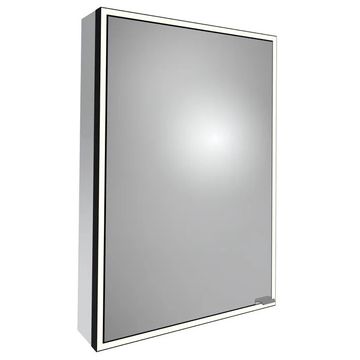 Tavistock Portrait Matt Black Illuminated Mirror Cabinet with Socket 500 x 700mm - 1 Door
