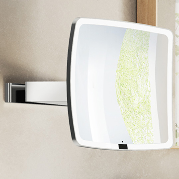 Smedbo Outline Square LED Shaving and Make-Up Mirror 200 x 200mm - Polished Chrome