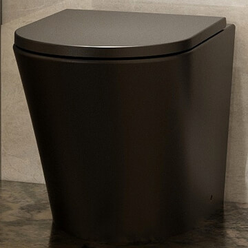 IMEX Arco Rimless Back To Wall Black WC Pan - 360 x 520mm