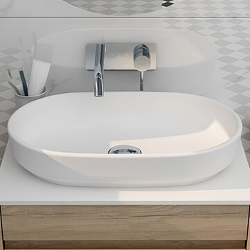 IMEX Alma White 550mm Wide Countertop Slim Rim Ceramic Basin