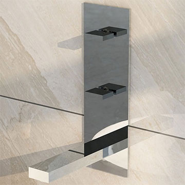 IMEX Bloque 3 Hole Chrome Basin Mixer Tap with Clicker Waste - Flat Handles and Spout - Wall Mounted