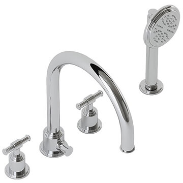 Jaquar Artize VIC 4 Hole Contemporary Bath Mixer Tap with Shower Handset - Stick Handles