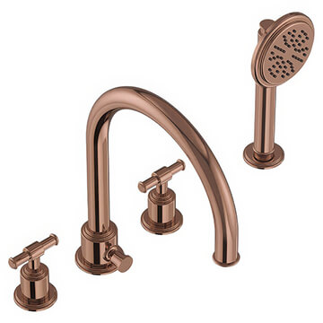 Jaquar Artize VIC 4 Hole Contemporary Blush Gold Bath Mixer Tap with Shower Handset