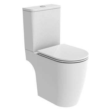 Tavistock Compass Round 610mm Comfort Height Open Back Closed Coupled Rimless WC Pan with Cistern