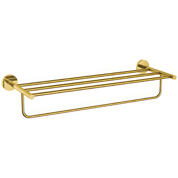Jaguar Continental 600mm Wide Bright Gold Towel Shelf with Lower Hangers