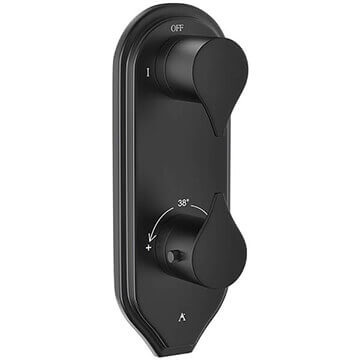Jaquar Tiaara Matt Black Recessed Thermostatic Shower Valve - 2 Controls - Oval Trim