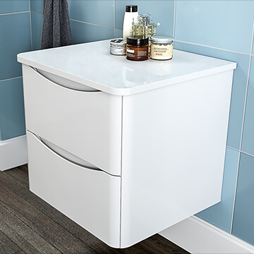 Joseph Miles Bella Handle-Less Wall Hung Countertop Vanity Unit 450mm High - Two Drawer