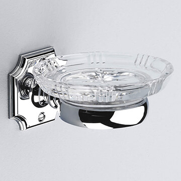 Silverdale Victorian Wall-Mounted Round Crystal Soap Dish with Holder