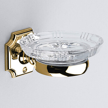 Silverdale Victorian Wall-Mounted Round Crystal Soap Dish with Incalux Holder