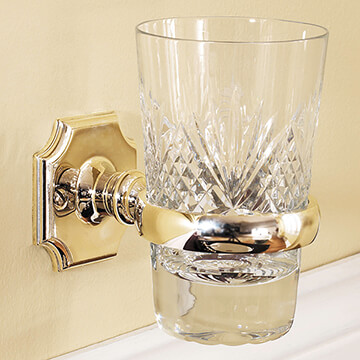 Silverdale Victorian Wall Mounted Round Incalux Tumbler Holder with Crystal Glass