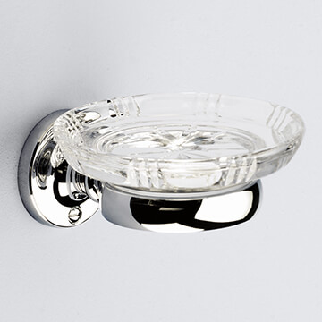 Silverdale Berkeley Wall-Mounted Round Crystal Soap Dish with Holder