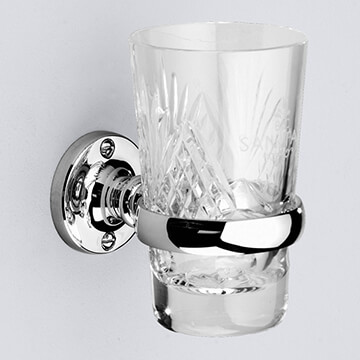 Silverdale Berkeley Wall-Mounted Chrome Tumbler Holder with Round Crystal Glass