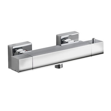 IMEX Bloque Chrome Exposed Thermostatic Shower Valve with 2 Controls - Square