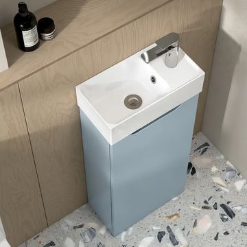 Tavistock Nimble Matt Mineral Blue Floorstanding Cloakroom Vanity with Basin - 400 x 860mm