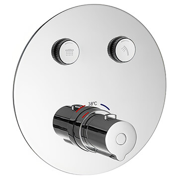 Flova Allore Concealed Chrome Thermostatic Shower Valve - Round Trim - 2 or 3 Controls