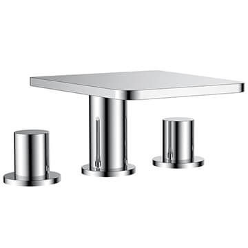 Flova Annecy 3 Hole Chrome Bath Filler Tap with Waterfall Spout - Knob Handles