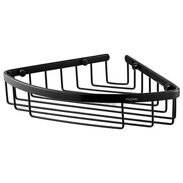Flova Coco Matt Black Corner Shower Basket - 205mm