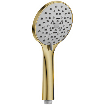 Flova Levo Contemporary Round Brushed Brass Shower Handset 110 x 245mm - Five Spray Modes