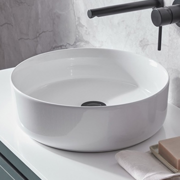 Tavistock Fen Round Ceramic Countertop Basin - 355 x 355mm