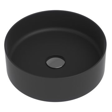 Tavistock Fen Black Round Ceramic Countertop Basin - 355 x 355mm