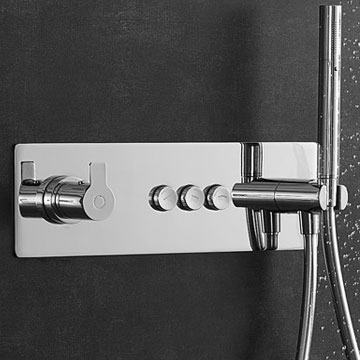 Flova Spring Concealed Thermostatic Chrome Shower Valve with Handset and Hose - 3 or 4 Controls