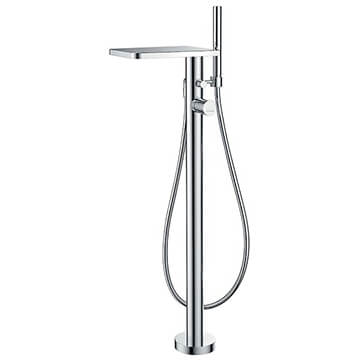 Flova Annecy Chrome Bath Mixer Tap with Shower Handset and Hose - Knob Handle