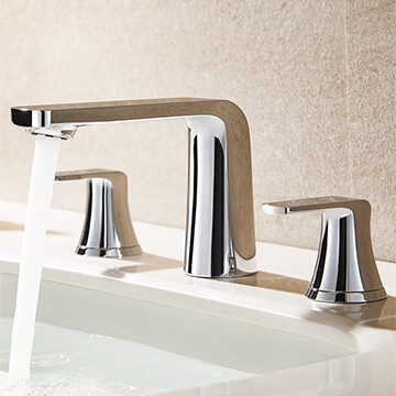 Flova Fusion 3 Hole Contemporary Basin Mixer Tap with Waste - Flat Handles