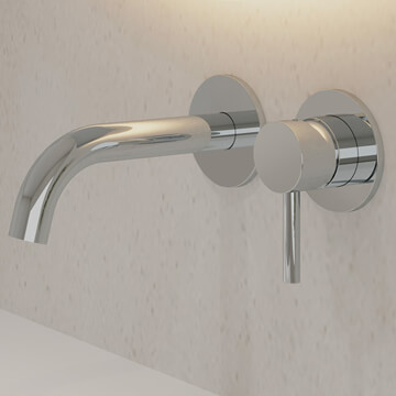 Flova Levo 2 Hole Contemporary Basin Mixer Tap with Curved Spout - Stick Handle