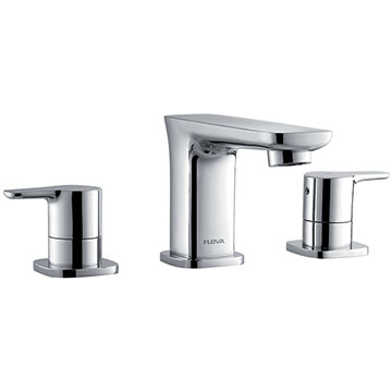 Flova Urban 3 Hole Chrome Bath Filler Tap with Straight Spout - Flat Handles - Deck Mounted